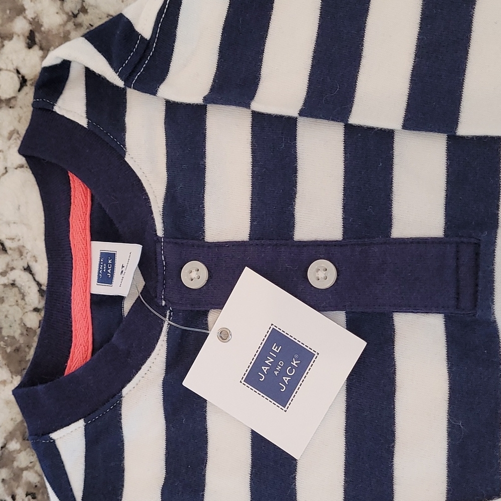 NWT Janie and Jack boys shirt. Size 2T blue and white stripe